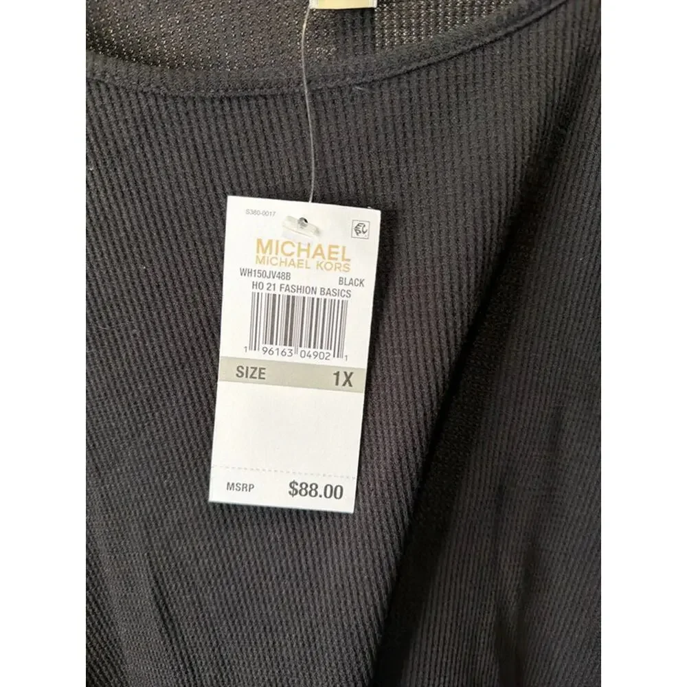 Michael Kors NWT ribbed knit cold shoulder top XL black 2287